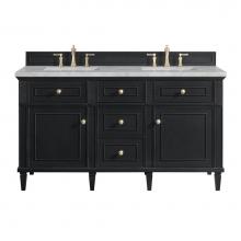 James Martin Vanities 424-V60D-BKO-3VSL - Lorelai 60'' Double Vanity, Black Onyx w/ 3 CM Victorian Silver Quartz Top