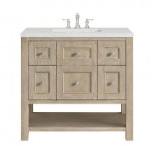 James Martin Vanities 330-V36-WWO-3LDL - Breckenridge 36'' Single Vanity, Whitewashed Oak w/ 3 CM Lime Delight Quartz Top