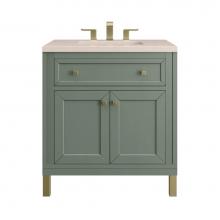 James Martin Vanities 305-V30-SC-3EMR - Chicago 30'' Single Vanity, Smokey Celadon w/ 3 CM Eternal Marfil Top