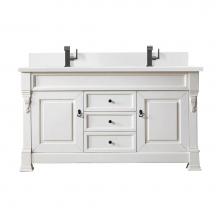 James Martin Vanities 147-V60D-BW-1WZ - Brookfield 60'' Double Vanity, Bright White w/ Single Hole 3 CM White Zeus Quartz Top &a