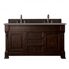 James Martin Vanities 147-114-5661-3GEX - Brookfield 60'' Double Vanity, Burnished Mahogany w/ 3 CM Grey Expo Quartz Top