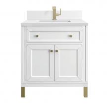 James Martin Vanities 305-V30-GW-1WZ - Chicago 30'' Single Vanity, Glossy White w/ Single Hole 3 CM White Zeus Top & Backsp