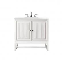 James Martin Vanities E645-V30-GW-3WZ - Athens 30'' Single Vanity, Glossy White w/ 3 CM White Zeus Quartz Top