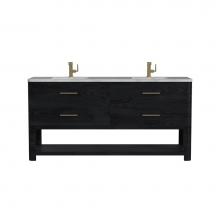 James Martin Vanities D704-V72-CBO-3VSL - Lucian 72'' Double Vanity, Carbon Oak w/ 3 CM Victorian Silver Quartz Top