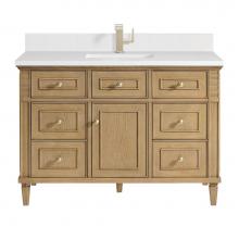 James Martin Vanities 424-V48-LNO-1WZ - Lorelai 48'' Single Vanity, Light Natural Oak w/ Single Hole 3 CM White Zeus Quartz Top