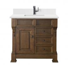 James Martin Vanities 147-114-5576-1WZ - Brookfield 36'' Single Vanity, Country Oak w/ Single Hole 3 CM White Zeus Quartz Top &am