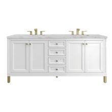 James Martin Vanities 305-V72-GW-3VSL - Chicago 72'' Double Vanity, Glossy White w/ 3 CM Victorian Silver Top