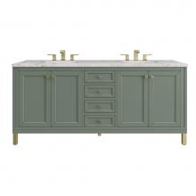 James Martin Vanities 305-V72-SC-3EJP - Chicago 72'' Double Vanity, Smokey Celadon w/ 3 CM Eternal Jasmine Pearl Top