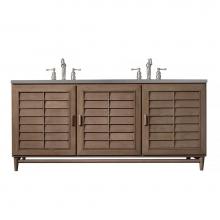 James Martin Vanities 620-V72-WW-3GEX - Portland 72'' Double Vanity Whitewashed Walnut, w/ 3 CM Grey Expo Quartz Top