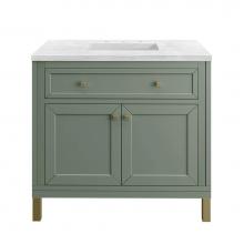 James Martin Vanities 305-V36-SC-3AF - Chicago 36'' Single Vanity, Smokey Celadon w/ 3 CM Arctic Fall Top