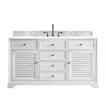 James Martin Vanities 238-104-V60S-BW-3WZ - Savannah 60'' Single Vanity Cabinet, Bright White, w/ 3 CM White Zeus Quartz Top