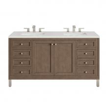 James Martin Vanities 305-V60D-WWW-3LDL - Chicago 60'' Double Vanity, Whitewashed Walnut w/ 3 CM Lime Delight Quartz Top