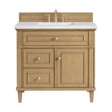 James Martin Vanities 424-V36-LNO-3ENC - Lorelai 36'' Single Vanity, Light Natural Oak w/ 3 CM Ethereal Noctis Quartz Top