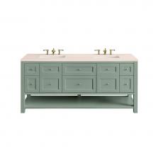 James Martin Vanities 330-V72-SC-3EMR - Breckenridge 72'' Double Vanity, Smokey Celadon w/ 3 CM Eternal Marfil Top