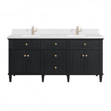 James Martin Vanities 424-V72-BKO-1WZ - Lorelai 72'' Double Vanity, Black Onyx w/ Single Hole 3 CM White Zeus Quartz Top & B