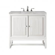 James Martin Vanities E645-V30-GW-3VSL - Athens 30'' Single Vanity, Glossy White w/ 3 CM Victorian Silver Quartz Top