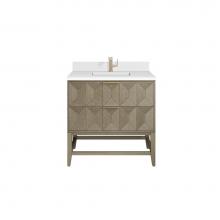 James Martin Vanities D100-V36-PBO-1WZ - Emmeline 36'' Single Vanity, Pebble Oak w/ Single Hole 3 CM White Zeus Top & Backspl