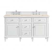 James Martin Vanities 424-V60D-BW-3EMR - Lorelai 60'' Double Vanity, Bright White w/ 3 CM Eternal Marfil Quartz Top