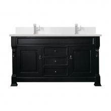 James Martin Vanities 147-114-5631-1WZ - Brookfield 60'' Double Vanity, Antique Black w/ Single Hole 3 CM White Zeus Quartz Top &