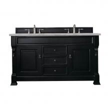 James Martin Vanities 147-114-5631-3VSL - Brookfield 60'' Double Vanity, Antique Black w/ 3 CM Victorian Silver Quartz Top