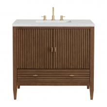 James Martin Vanities 485-V36-WLT-3LDL - Myrrin 36'' Vanity, Mid Century Walnut w/ 3 CM Lime Delight Quartz Top