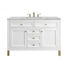 James Martin Vanities 305-V48-GW-3VSL - Chicago 48'' Single Vanity, Glossy White w/ 3 CM Victorian Silver Top