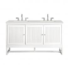 James Martin Vanities E645-V60D-GW-3LDL - Athens 60'' Double Vanity, Glossy White w/ 3 CM Lime Delight Quartz Top