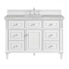 James Martin Vanities 424-V48-BW-3VSL - Lorelai 48'' Single Vanity, Bright White w/ 3 CM Victorian Silver Quartz Top