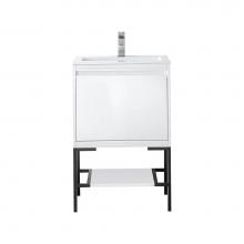 James Martin Vanities 805-V23.6-GW-MB-GW - Mantova 23.6'' Single Vanity, Glossy White, Matte Black Base w/ Glossy White Composite S