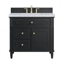 James Martin Vanities 424-V36-BKO-3CAR - Lorelai 36'' Single Vanity, Black Onyx w/ 3 CM Carrara White Marble Top