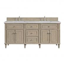 James Martin Vanities 424-V72-WWO-3EJP - Lorelai 72'' Double Vanity, Whitewashed Oak w/ 3 CM Eternal Jasmine Pearl Quartz Top