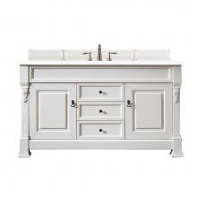 James Martin Vanities 147-V60S-BW-3WZ - Brookfield 60'' Single Vanity, Bright White w/ 3 CM White Zeus Quartz Top