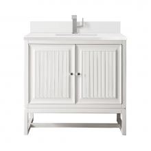 James Martin Vanities E645-V36-GW-1WZ - Athens 36'' Single Vanity, Glossy White w/ Single Hole 3 CM White Zeus Quartz Top &