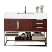 James Martin Vanities 388-V48-CFO-BN-GW - Columbia 48'' Single Vanity, Coffee Oak w/ Glossy White Composite Stone Top