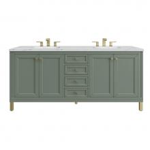 James Martin Vanities 305-V72-SC-3ENC - Chicago 72'' Double Vanity, Smokey Celadon w/ 3 CM Ethereal Noctis Top