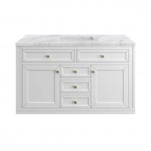 James Martin Vanities 305-V48-GW-3CAR - Chicago 48'' Single Vanity, Glossy White w/ 3 CM Carrara Marble Top