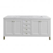 James Martin Vanities 305-V72-GW-3CAR - Chicago 72'' Double Vanity, Glossy White w/ 3 CM Carrara Marble Top