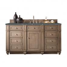 James Martin Vanities 157-V60S-WW-3PBL - Bristol 60'' Single Vanity, Whitewashed Walnut w/ 3 CM Parisien Bleu Quartz Top