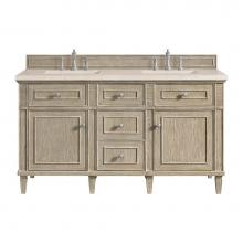 James Martin Vanities 424-V60D-WWO-3EMR - Lorelai 60'' Double Vanity, Whitewashed Oak w/ 3 CM Eternal Marfil Quartz Top