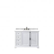 James Martin Vanities 238-105-V48-BW-3WZ - Providence 48'' Single Vanity Cabinet, Bright White, w/ 3 CM White Zeus Quartz Top