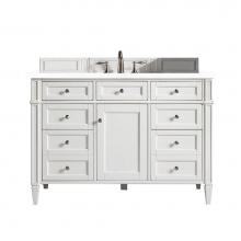 James Martin Vanities 650-V48-BW-3WZ - Brittany 48'' Bright White Single Vanity w/ 3 CM White Zeus Quartz Top