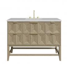 James Martin Vanities D100-V48-PBO-3EJP - Emmeline 48'' Single Vanity, Pebble Oak w/ 3 CM Eternal Jasmine Pearl Quartz Top