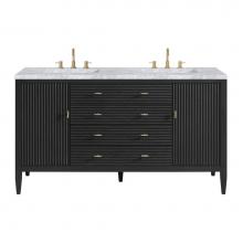 James Martin Vanities 485-V60D-CBO-3CAR - Myrrin 60'' Double Vanity, Carbon Oak w/ 3 CM Carrara White Marble Top