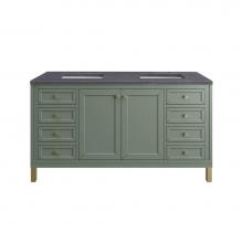 James Martin Vanities 305-V60D-SC-3CSP - Chicago 60'' Double Vanity, Smokey Celadon w/ 3 CM Charcoal Soapstone Top