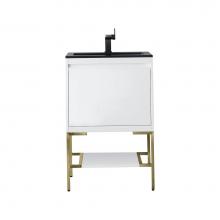 James Martin Vanities 805-V23.6-GW-CB-CH - Mantova 23.6'' Single Vanity, Glossy White, Champagne Brass Base w/ Charcoal Black Compo