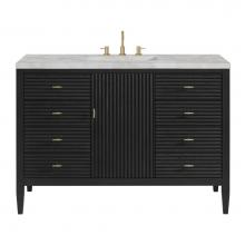 James Martin Vanities 485-V48-CBO-3VSL - Myrrin 48'' Vanity, Carbon Oak w/ 3 CM Victorian Silver Quartz Top