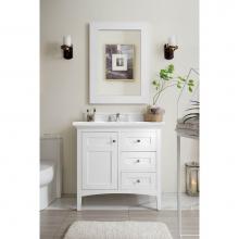 James Martin Vanities 527-V36-BW-3WZ - Palisades 36'' Single Vanity, Bright White, w/ 3 CM White Zeus Quartz Top