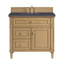 James Martin Vanities 424-V36-LNO-3CSP - Lorelai 36'' Single Vanity, Light Natural Oak w/ 3 CM Charcoal Soapstone Quartz Top