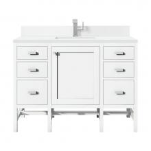 James Martin Vanities E444-V48-GW-1WZ - Addison 48'' Single Vanity, Glossy White w/ Single Hole 3 CM White Zeus Quartz Top &