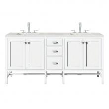 James Martin Vanities E444-V72-GW-3LDL - Addison 72'' Double Vanity, Glossy White w/ 3 CM Lime Delight Quartz Top